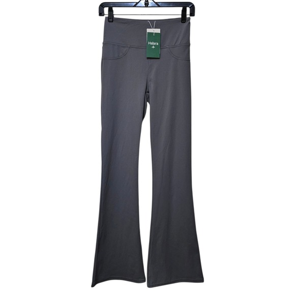 NWT Halara High Rise Flare Pants Sz S Gray HaloTek Air Back Pocket Yoga Leggings - Picture 1 of 7